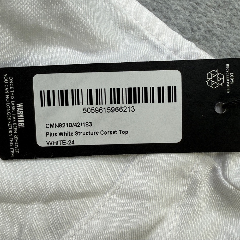 PrettyLittleThing Plus White Structured Corset To… - image 2